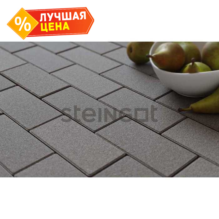 Плитка тротуарная Steingot Моно, Прямоугольник, с фаской 1,5x1,5, серый, 200x100x40 мм
