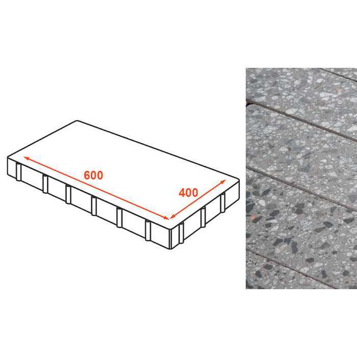 Плита тротуарная Готика Granite FINO, Галенит 600x400x80 мм